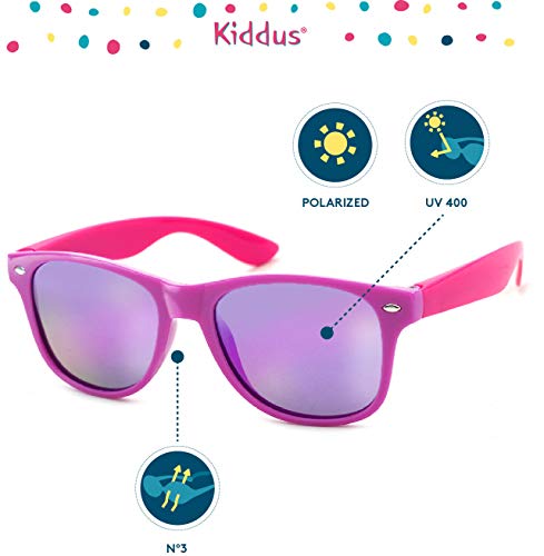 Kiddus Gafas de Sol POLARIZADAS para niña niño chica chico. UV400 Protección 100% contra rayos ultravioleta. A partir de 6 años. Resistentes, Seguras, ligeras y confortables