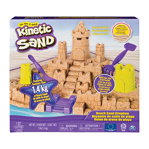 Kinetic Sand Playset Libras de Arena de Playa, para Edades de 3 años en adelante Mega Beach Castle Set, Multicolor (Spin Master 6044143)