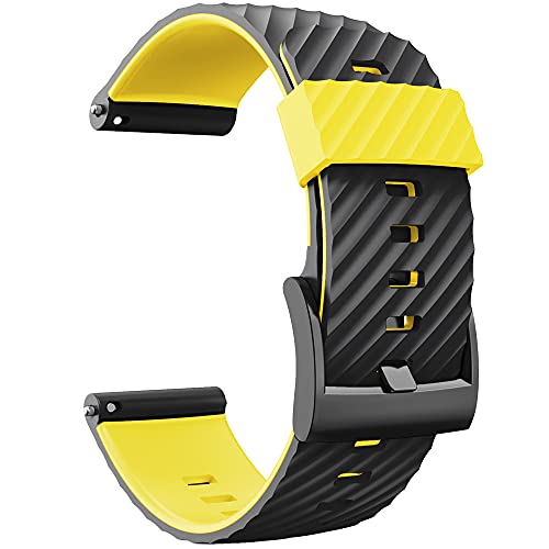 KINOEHOO Correas para relojes Compatible con Suunto 7/9/9 baro/D5/spartan sport Pulseras de repuesto.Correas para relojesde silicona.(Amarillo negro)