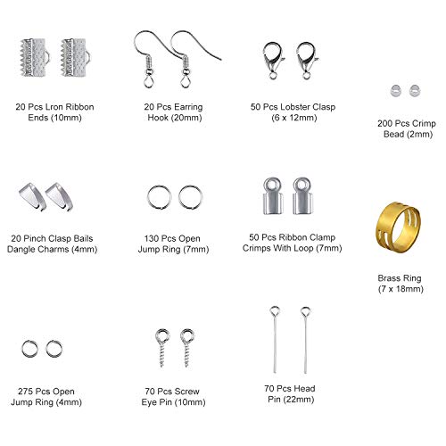 Kit de Hacer Bisutería Kit de Accesorios de Joyería con Herramientas de Reparación de Joyas para Principiantes Hacer Braceletc Necklace Jewelry Craft 912 piezas