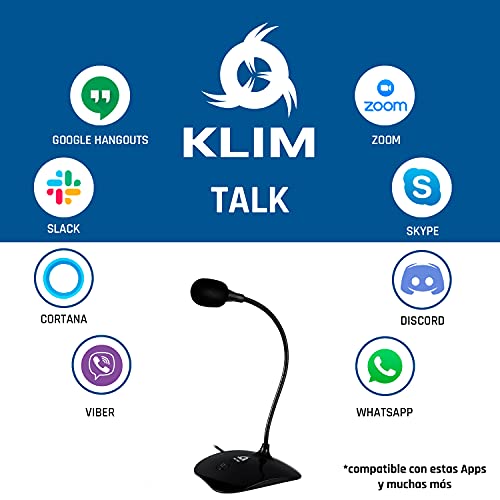 KLIM™ Talk - Micrófono USB para PC y Mac + Amplia compatibilidad y fácil de Usar + con botón de Silencio + Micrófono de grabación Profesional de Alta definición - Nueva VERSIÓN 2020 - Negro