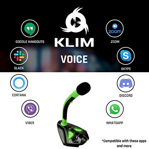 KLIM™ Voice Micrófono USB con Base para Ordenador - Micro de Escritorio, Micrófono para Jugadores - Verde y Negro -Nueva Versión 2020