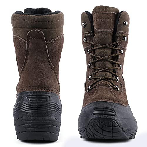 Knixmax Botas de Nieve para Hombre Botas de Invierno Calientes Forrado Piel Suelas Impermeables Antideslizante Zapatos Marrón 43 EU