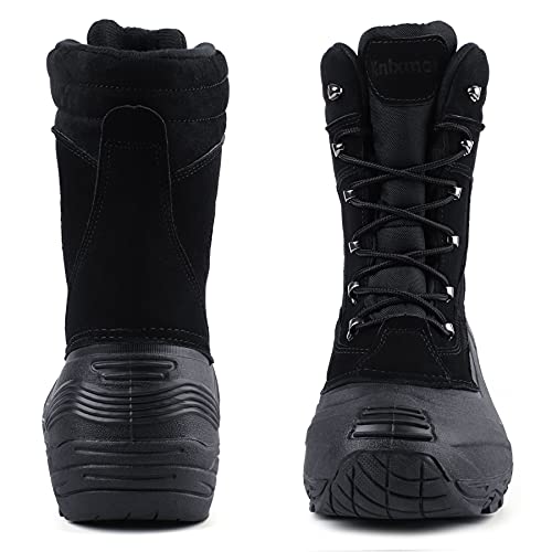 Knixmax Botas de Nieve para Hombre Botas de Invierno Calientes Forrado Piel Suelas Impermeables Antideslizante Zapatos Negro 41 EU