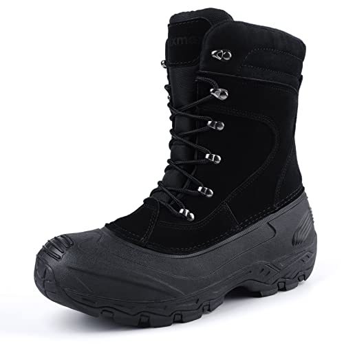 Knixmax Botas de Nieve para Hombre Botas de Invierno Calientes Forrado Piel Suelas Impermeables Antideslizante Zapatos Negro 42 EU