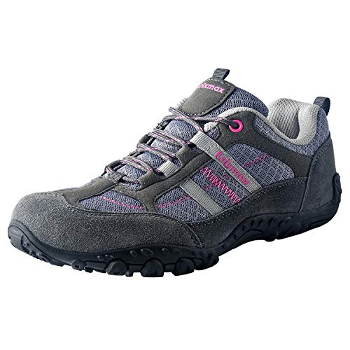 Knixmax Zapatillas de Senderismo para Mujer y Hombre Zapatillas de Montaña Trekking Trail Ligeros Cómodos y Transpirables Zapatillas Antideslizante de Deporte Gris 40EU