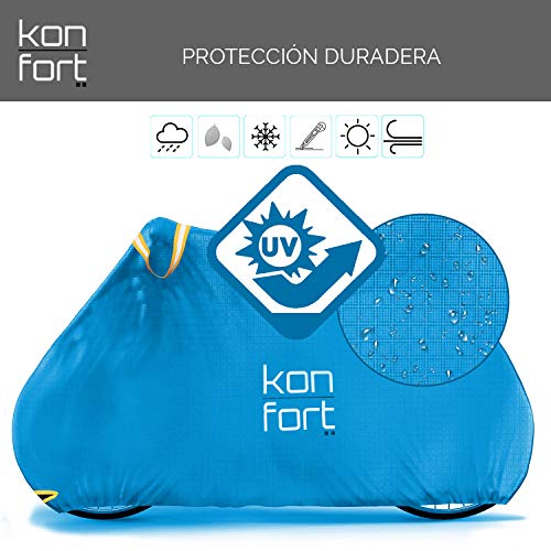 KON-FORT Funda Bicicleta Exterior Impermeable tejido Ripstop Plus Alta Gama, resistente y antidesgarro. Protección total Lluvia, Sol, Polvo para bicis de Montaña y Carretera