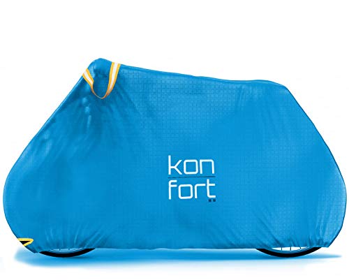 KON-FORT Funda Bicicleta Exterior Impermeable tejido Ripstop Plus Alta Gama, resistente y antidesgarro. Protección total Lluvia, Sol, Polvo para bicis de Montaña y Carretera
