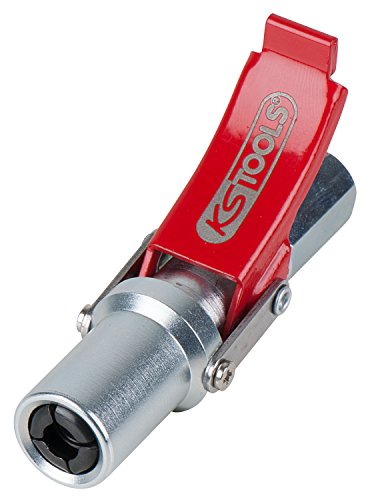 KSTOOLS 980.1108 Quick-Lock-Acoplamiento rápido para Pistola de engrase, 1/8", Rojo y Plateado