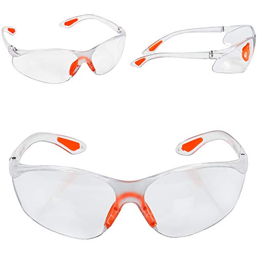 Kurtzy Pack 12 Gafas de Seguridad con Lentes Transparentes Plaquetas Nasales y Patillas de Goma para un Ajuste Cómodo – Equipo Protector Personal Lentes Resistente a Arañazos – Gafas PPE