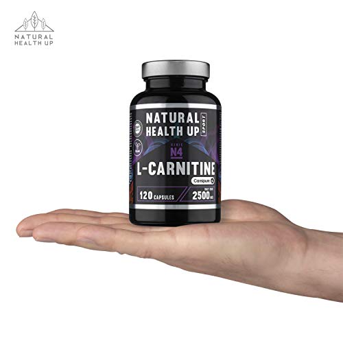 L-Carnitina (Carnipure) Natural Health Up para el entrenamiento – Quemagrasas para la rutina deportiva – 120 cápsulas vegetales (2500 MG Dosis diaria)