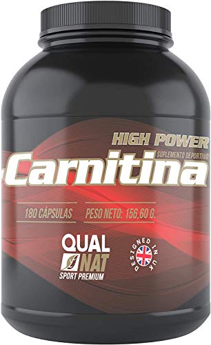 L-Carnitina Pura 180 Cápsulas| Suplemento Deportivo L-Carnitina Potente Natural Alta Concentracion| QUALNAT