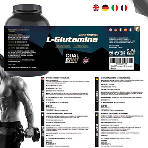 L-GLUTAMINA 360 Cápsulas| Suplementos para Ganar Masa Muscular| Aminoácido L-Glutamina | Aminoácido para el Entrenamiento con Pesas| QUALNAT
