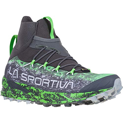 LA SPORTIVA Uragano Woman GTX, Zapatillas de Mountain Running Mujer, Carbon/Jasmine Green, 39 EU