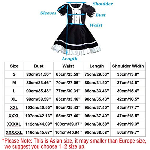 LABABE Disfraz de anime para mujer, vestido largo con delantal y tocado, Lolita Maid Cosplay Disfraces de Halloween Disfraces de disfraces de Halloween Kits de delantales (rosa, talla 5XL)