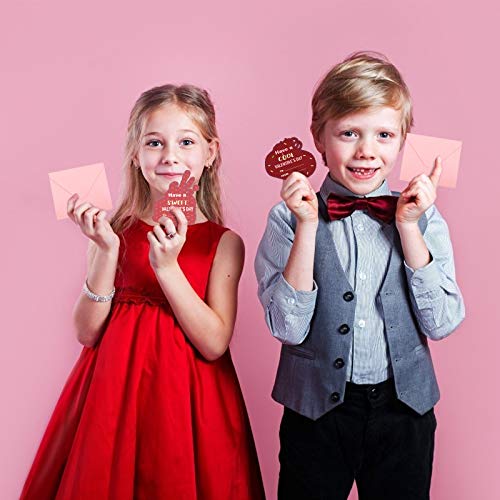 LANMOK Tarjeta de San Valentín para Niños 32 hojas Tarjetas de Felicitación para el Día de San Valentín Diseño de Postres Cupcakes con 32 pcs Sobres para Tarjetas Regalo de Fiesta de Aula Escuela