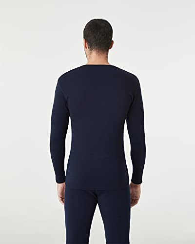 LAPASA Camiseta Interior Térmica Ligera de 100% Lana Merino para Hombre Manga Larga Cuello Redondo Capa Interior M29 L Azul