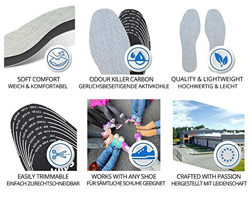 Las Mejores Plantillas De Zapatos Para Niños | Tecnología Eliminadora Del Mal Olor Con Espuma Transpirable | Todos Los Tamaños De Corte Para Tallas | Kaps Odor Stop Kids