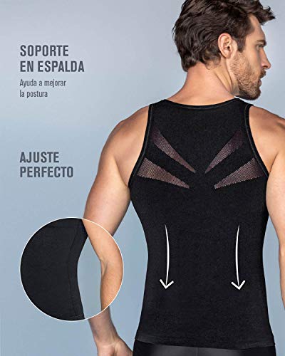 LEO Camiseta Moldeadora/Reductora de compresión Corrector Postura Espalda Hombre