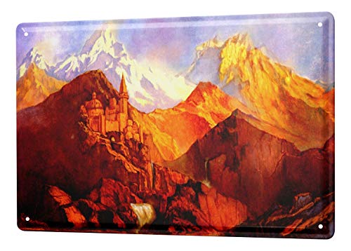 LEotiE SINCE 2004 Cartel de Chapa Baron Grandes montañas con monasterio en la montaña 20x30 cm Superiores