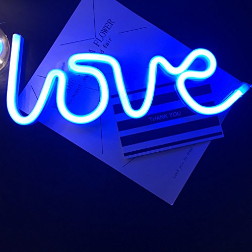 Letreros de neón Love Light LED Love Art-Letrero decorativo para pared, mesa, boda, fiesta, sala de niños, sala de estar, bar, pub, hotel, playa, decoración de recreación (azul)