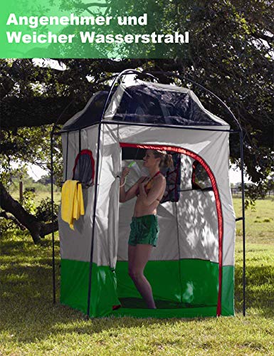 LIBERRWAY ducha de camping, uso en exteriores e interiores, ducha de camping con batería recargable, manguera de ducha de 1,8 m, ducha exterior con bomba para jardín, playa, camping, lavado de coches