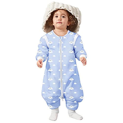 Lictin Saco de Dormir para bebés con Mangas extraíbles para bebés Niños de 3-4.5 años de 85 a 105 cm 2.0 TOG Motivo de Cielo Azul y Nubes Blancas(3-4.5 años)