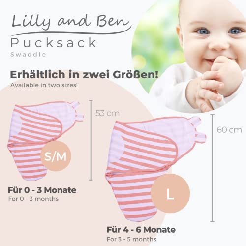 Lilly and Ben® Baby Swaddle Wrap Manta Envolvente - S/M o L - Saco-s De Dormir Bebe-s Recien Nacido-s Mantas Arrullo - Set 2
