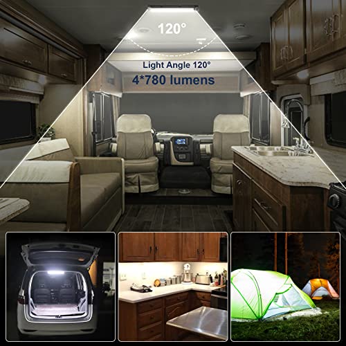 LinkstyleBarra Barra de luz interior LED de 12V-80V 108 para autocaravana, furgoneta, autobús, caravana, cocina, tira de iluminación interior blanca con interruptor de encendido/apagado (4 piezas)