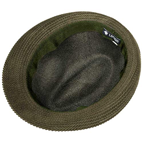 LIPODO Sombrero de Pana Molinar Hombre - Trilby con cordón Verano/Invierno - 59 cm Verde Oliva