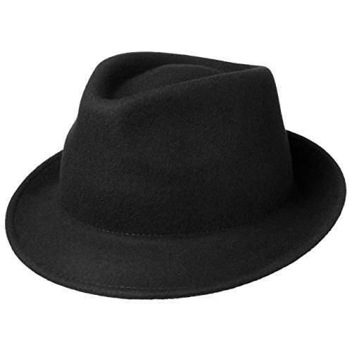 LIPODO Trilby Sombrero de Fieltro para Mujer/Hombre - Sombrero de Hombre Fabricado en Italia - Sombrero de Italiana para otoño/Invierno - Negro XL (60-61 cm)