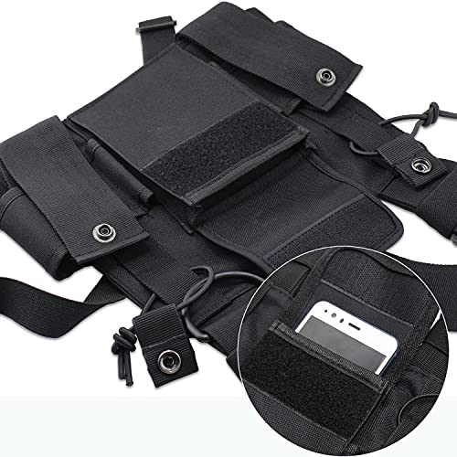 Litens H Walkie Talkie - Mochila con bolsillo en el pecho, bolsa de transporte para radios de dos vías, soporte para rescate Essentials Chaleco Rig Pouch Negro