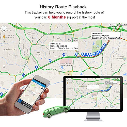 Localizador GPS para Coche, App/Sitio Web posición en Tiempo Real Antirrobo GPS Coche localizador para Vehículos Fuerte imán y 5000mAh Recarga con Gratis App para Smartphone TK905