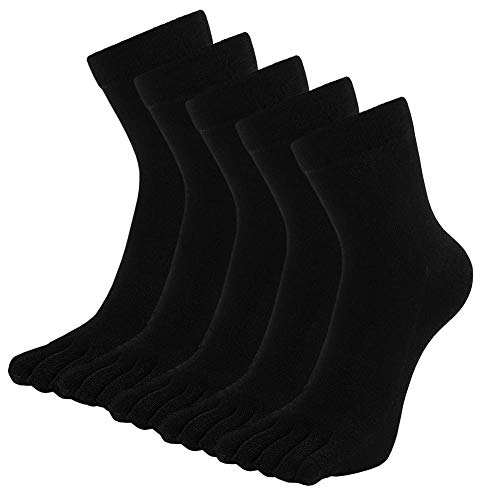 LOFIR Calcetines con Dedos Separados para Hombre Calcetines 5 Dedos, Calcetines de Algodón de Deporte para Niños, Talla 39-44, 5 pares