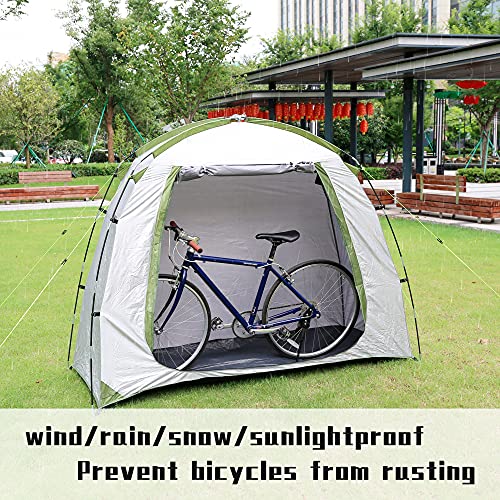 Lohca Tienda de campaña de almacenamiento para tienda de campaña impermeable cubierta plegable portátil para bicicleta refugio ahorro de espacio para jardín camping, plata