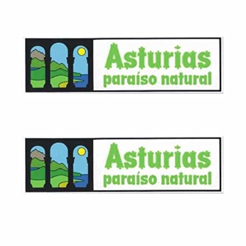 Lote 2 unidades Pegatina vinilo impreso para coche, pared, puerta, nevera, carpeta, etc. Asturias paraiso natural