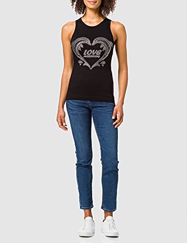 Love Moschino Sleeveless Tank Top Camiseta Tirantes Mujer, Black, 44