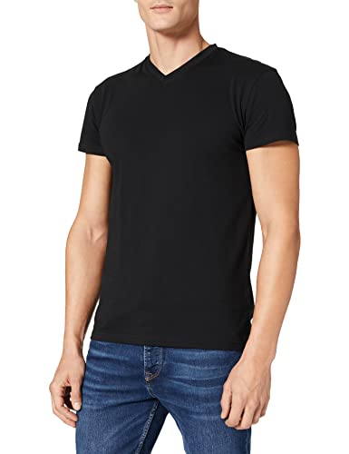 Lower East Camiseta con escote en pico, Hombres, Negro (paquete de 5), S