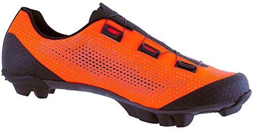LUCK Excalibur Zapatillas Ciclismo MTB | Naranja Flúor | Suela de Carbono SHD | Doble Cierre Rotativo ATOP | Puntera Trasera de Refuerzo, Hombre Mujer