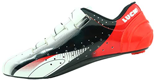 LUCK Zapatillas de Ciclismo EVO, para Carretera, con Suela de Carbono,Muy rigida y Ligera y Triple Tira de Velcro.(38 EU)