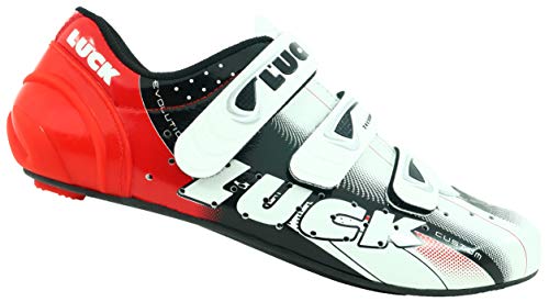LUCK Zapatillas de Ciclismo EVO, para Carretera, con Suela de Carbono,Muy rigida y Ligera y Triple Tira de Velcro.(40 EU)