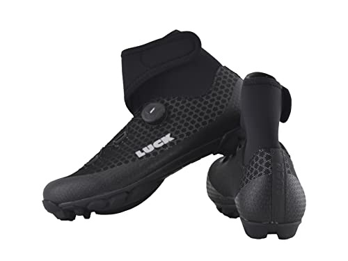 LUCK Zapatillas de Ciclismo para Invierno Winter MTB, con Suela de Carbono SHD, y Sistema rotativo de precisión acompañada de 2 velcros. (42 EU)