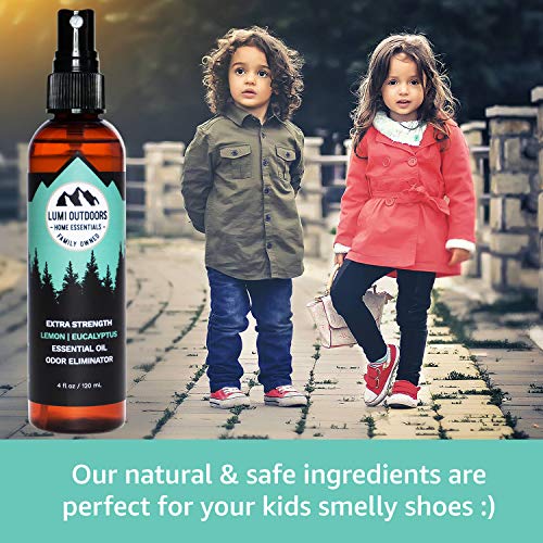 Lumi Outdoors Desodorizante Natural para Zapatos en Aerosol y eliminador de olores de pies - Fuerza Extra - Eucalyptus Lemongrass