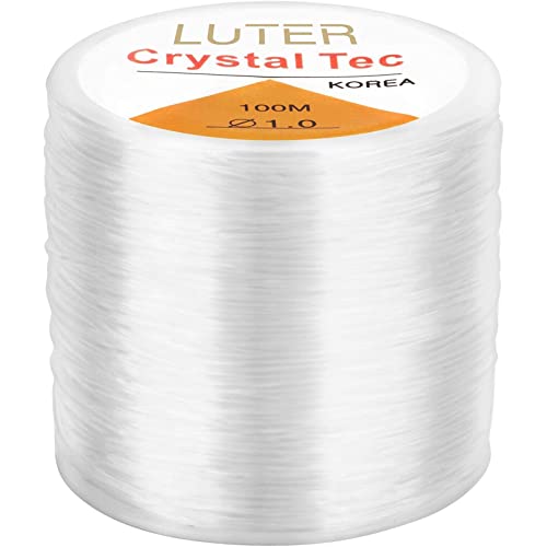 LUTER 1mm Hilo Elástico Transparente - Pulsera Elástica Cuerda de Cuerda Claro Elástico Hilo de Abalorios para Fabricación de Joyas Pulsera de Collar - 100 m