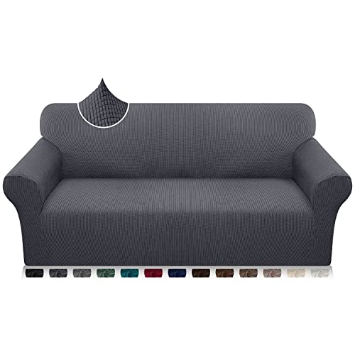 Luxurlife 1 funda gruesa para sofá de 3 plazas, elástica, antideslizante, para salón (3 plazas, gris)