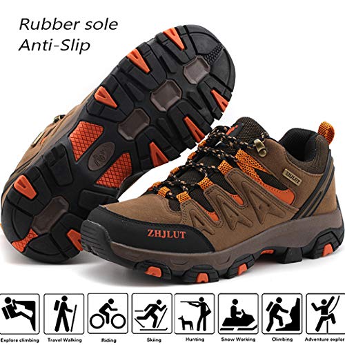 Lvptsh Zapatillas de Trekking para Hombre Botas de Montaña Zapatillas de Senderismo Calzado de Trekking Botas de Senderismo Antideslizantes AL Aire Libre Transpirable Sneakers,Marrón,EU44