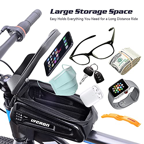 LYCAON Bolsa para el Cuadro de la Bicicleta, Funda para el teléfono móvil con Ventana de Pantalla táctil, para iPhone, Samsung, Huawei, Smart Phone (Clásico)