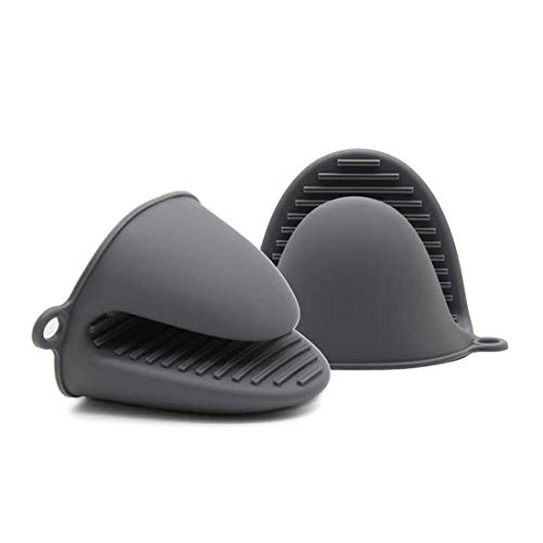 Manopla de horno de silicona gruesa soporte para ollas mini manopla de horno resistente al calor cubiertas para hornear, cocinar, asar barbacoa (gris)