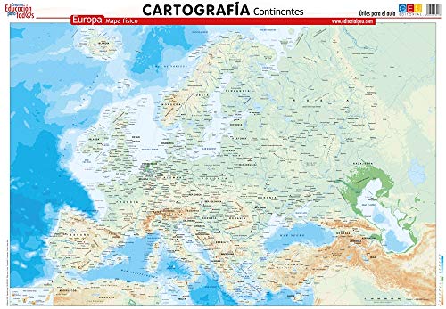 Mapa De Europa. físico | Láminas didácticas | Material escolar y educativo (cartografía)