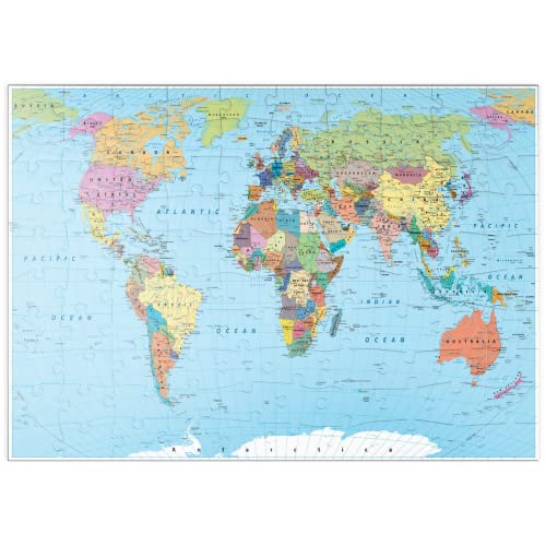 Mapa del Mundo En Color: Fronteras, Países, Carreteras Y Ciudades - Premium 100 Piezas Puzzles - Colección Especial MyPuzzle de Puzzle Galaxy